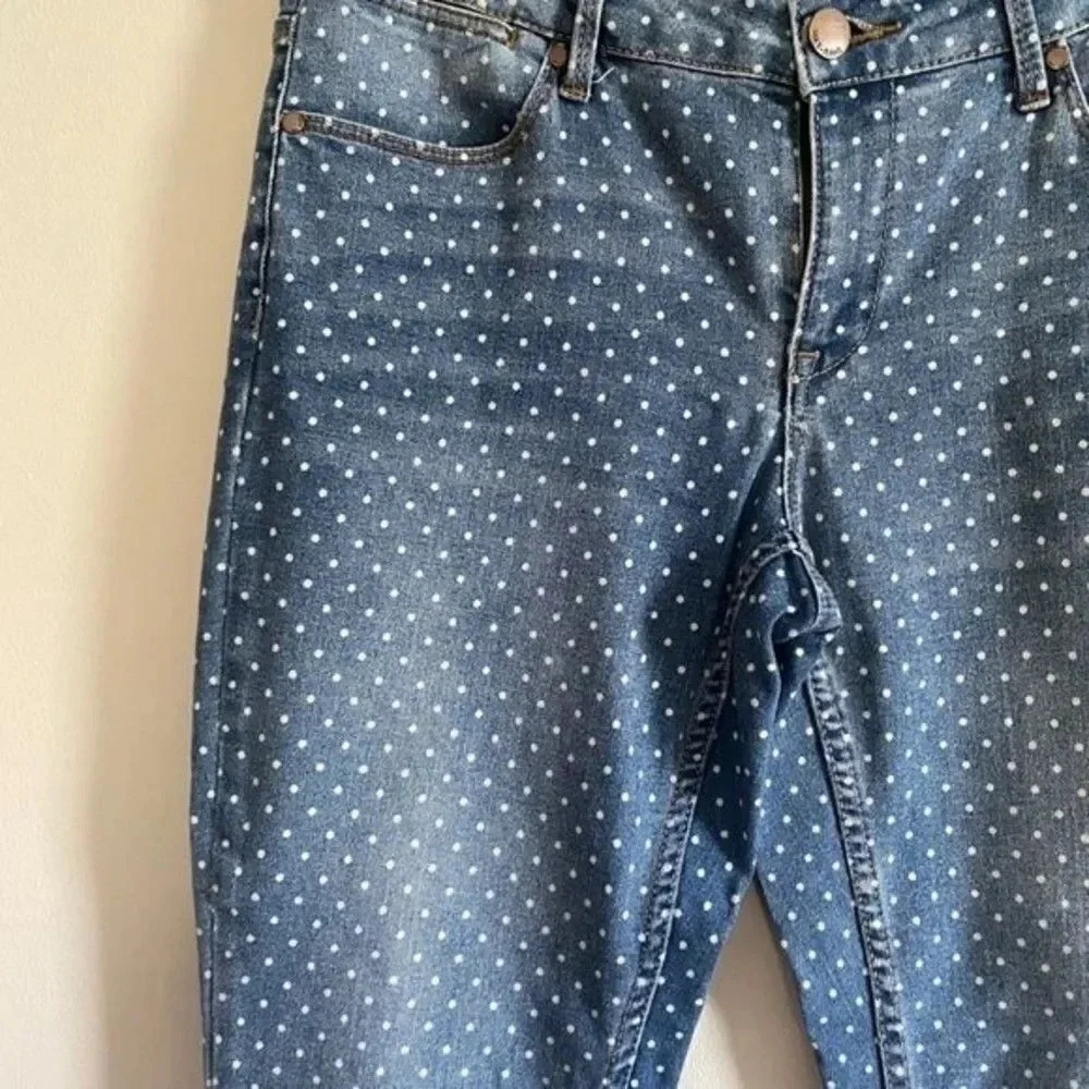 Max Jeans Mid Rise Crop White Polka Dots - Picture 4 of 9